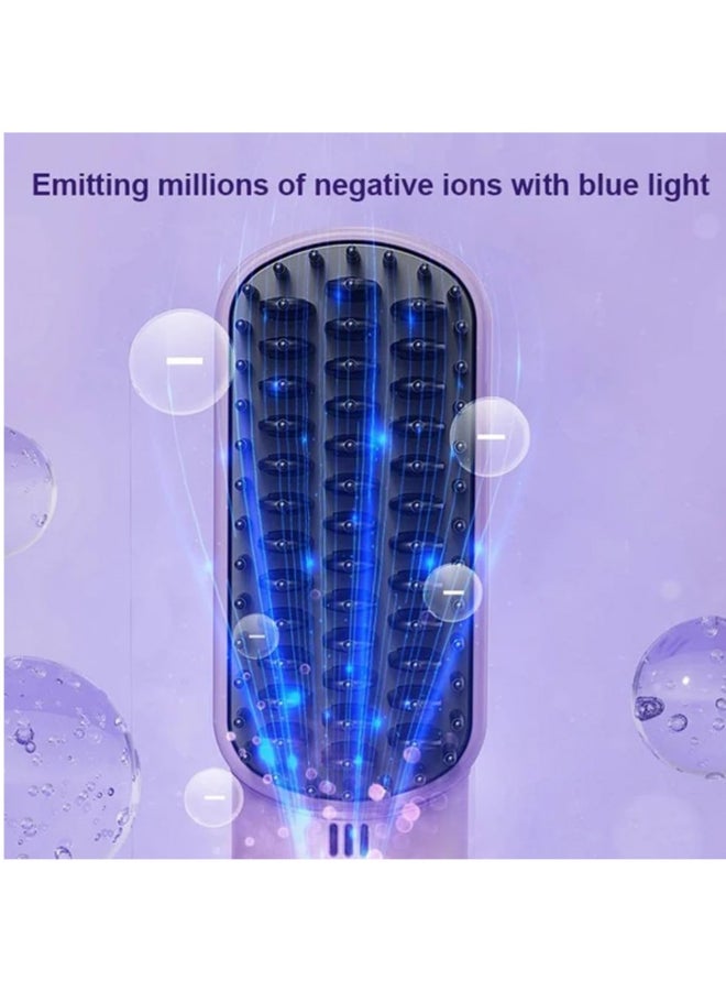 إسكدنيا فرشاة تمليس الشعر المحمولة اللاسلكية، فرشاة تمليس الشعر للنساء مع أيونات سالبة قابلة للشحن عبر USB، مشط ساخن لفرد الشعر للسفر والمنزل والهدية (أسود) - Image 2