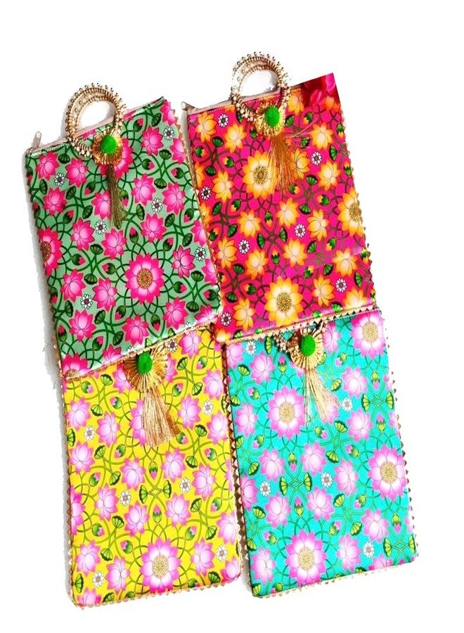brown leaf Pack Of 6 Handmade Clutch For Women For Wedding Anniversary Rakhi Diwali Return Gifting Bag (style 5)