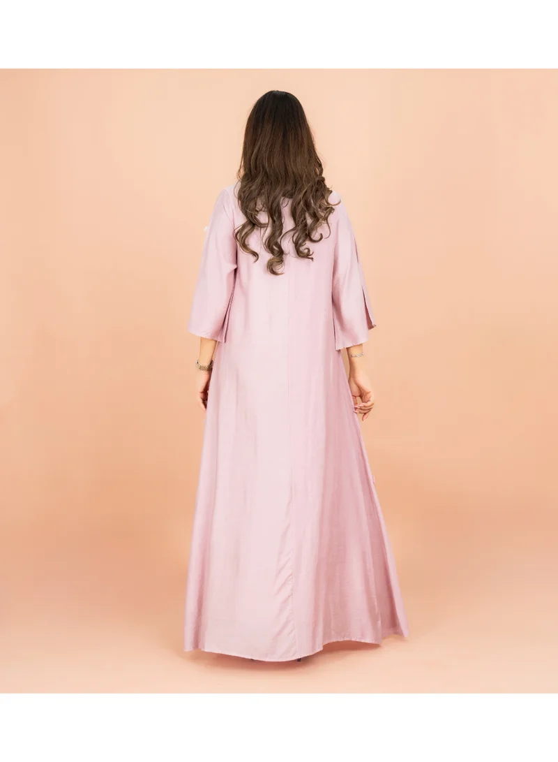 Ikkxa  Three Dimensional Flowers Crystal Solid Modern Jalabiya for Women | Best Price UAE