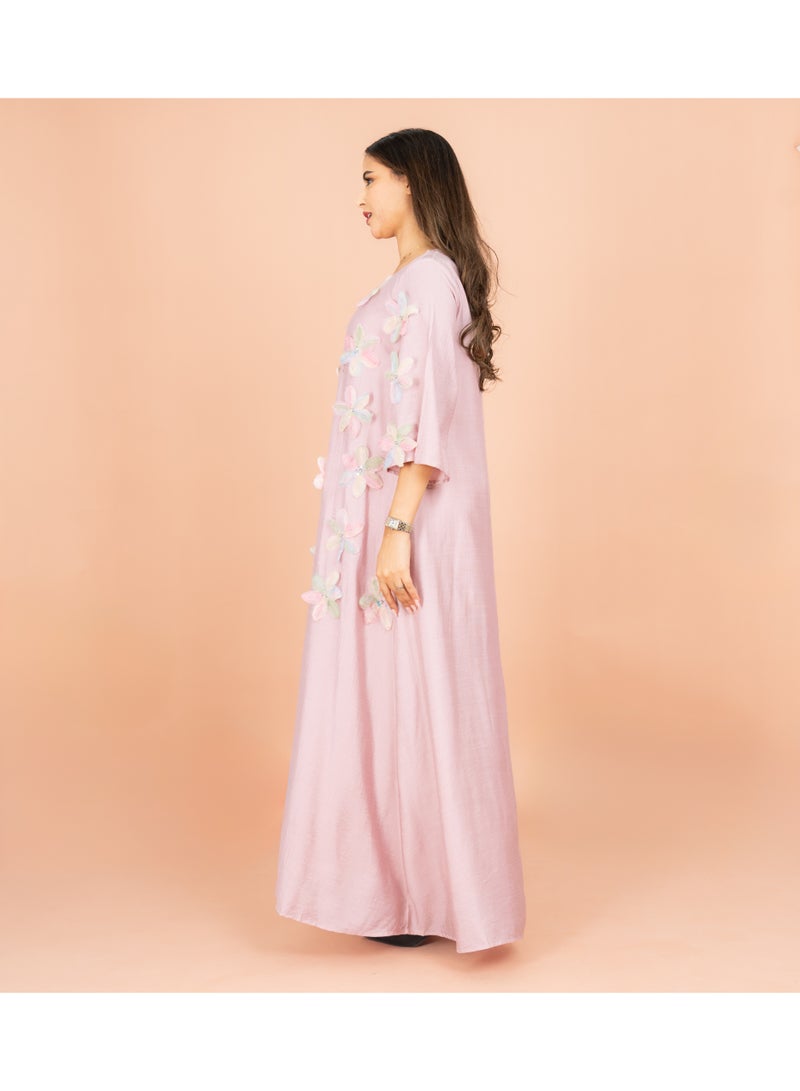 اكسا جلابية عصرية من الكريستال الصلب مزينة بزهور ثلاثية الأبعاد - Image 3