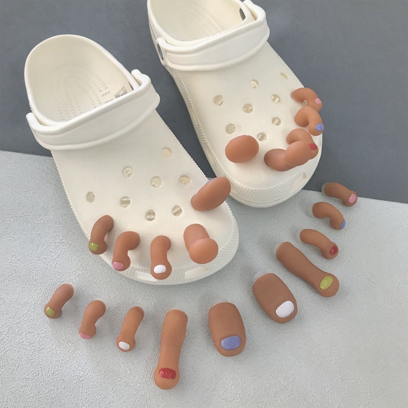 زينة أحذية كروكس إصبع ثلاثية الأبعاد DIY إبداعية مطاطية قابلة للإزالة مجموعة H-22 10 قطع - Image 2