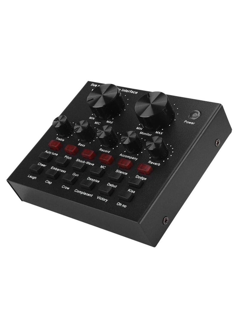 V8 External Sound Card USB Live External Sound Mixer Board Voice Changer Sound Card with Multiple Sound Effects for Live Recording Home KTV Voice Chat  - Image 3