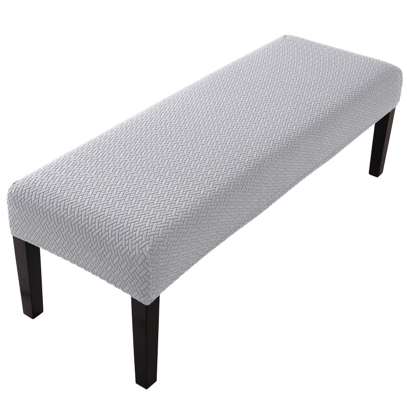 Fuloon Stretch Jacquard Dining Bench Cover AntiDust Removable Bench Slipcover Washable Seat Cushion Protector for Bedroom Kitchen Hotel Banquet TLight Grey