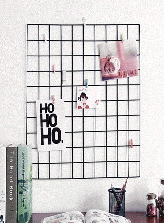 NAYAB DIY Multifunction Metal Grid Wall Mounted Ins Mesh Art & Craft Photo Display Organizer Panel, Memo Bulletin Board (70 x 70 cm) - Image 1