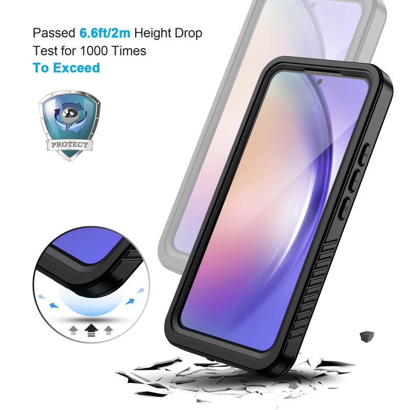 Lanhiem for Samsung Galaxy A54 5G Phone Case, IP68 Waterproof Dustproof, [Built-in Screen Protector] Full Body Protective Phone Case for Samsung Galaxy A54, Black/Clear - Image 5
