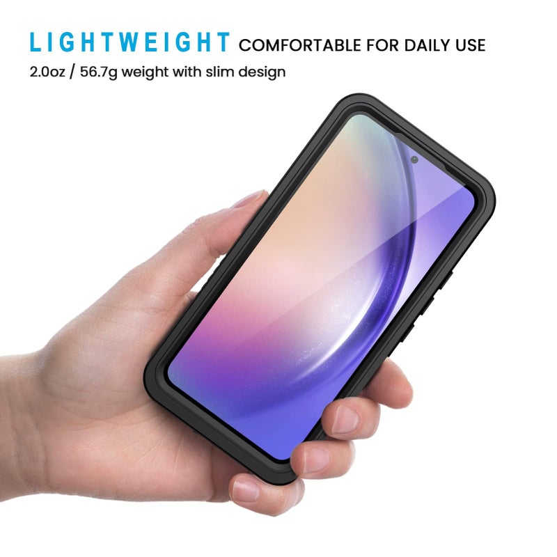 Lanhiem for Samsung Galaxy A54 5G Phone Case, IP68 Waterproof Dustproof, [Built-in Screen Protector] Full Body Protective Phone Case for Samsung Galaxy A54, Black/Clear - Image 2