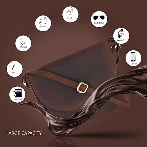 Ozora Handmade Leather Crossover Purse/Bag for Women with Adjustable Strap, YKK Zippers & Spacious Pockets - Image 3