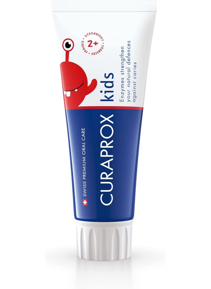 Curaprox Children's Toothpaste – Strawberry Flavor – 950 ppm Fluoride – For Kids 2+ Years - Image 1
