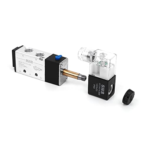 SNS Pneumatic Solenoid Valve 1/4''NPT DC12V Inlet Single Coil Pilot-Operated Electric 5 Way /2 Position 4V210-N08 - Image 3