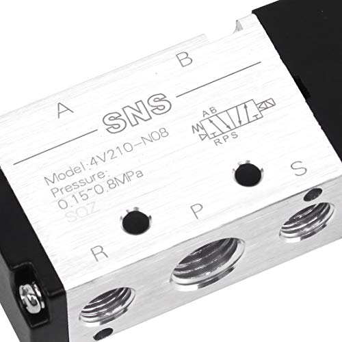 SNS Pneumatic Solenoid Valve 1/4''NPT DC12V Inlet Single Coil Pilot-Operated Electric 5 Way /2 Position 4V210-N08 - Image 5
