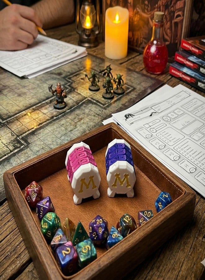 XJPONGC 2 Pack Life Counter - HP Tracker with Tracking Card Slot MTG Tabletop RPG Dungeons and Dragons (White+Purple) - Image 3