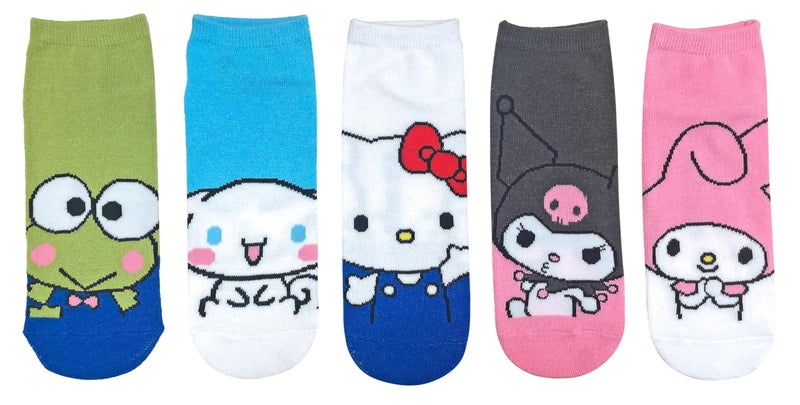 Hyp Hello Kitty Sanrio Cosplay Characters Juniors/Womens 5 Pack Ankle Socks
