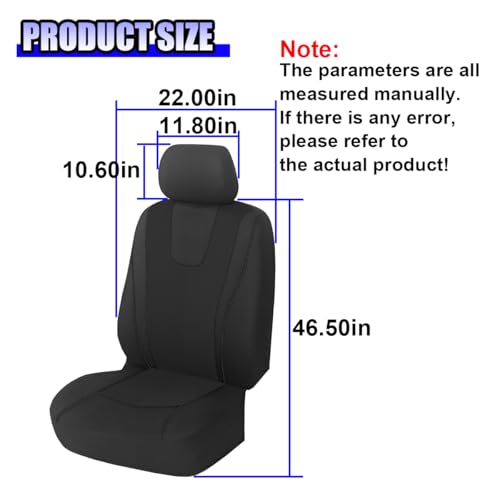 YoRise 2PCS Car Seat Covers, Comfortable Breathable Front Seat Covers, Highly Elastic Automotive Seat Protector Cover Accessories for RV, SUV, Truck, Sedan (Black) - Image 2