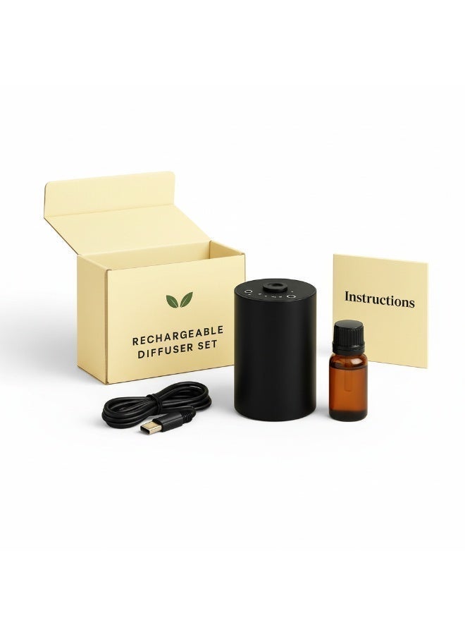 معطر بوغ طقم بدء تشغيل جهاز ناشر الزيوت العطرية بدون ماء مع 20 مل من زيت العطر الفاخر المستوحى من العطور، قابل لإعادة الشحن مع 3 مستويات لرذاذ مؤقت | محمول، يعمل عبر USB، ناشر رائحة للمنزل والمكتب والسيارة - Image 2
