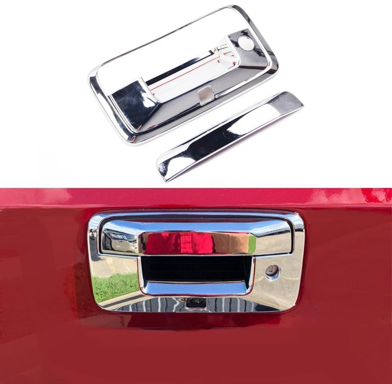 AUCERAMIC Chrome Tailgate Door Handle Cover Fit for 20142018 GMC Sierra 1500 2500HD 3500HD Chevy Silverado 1500 2500HD 3500HD with Keyhole and Camera Hole - Image 2