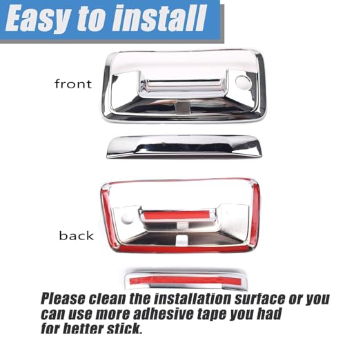 AUCERAMIC Chrome Tailgate Door Handle Cover Fit for 20142018 GMC Sierra 1500 2500HD 3500HD Chevy Silverado 1500 2500HD 3500HD with Keyhole and Camera Hole - Image 5