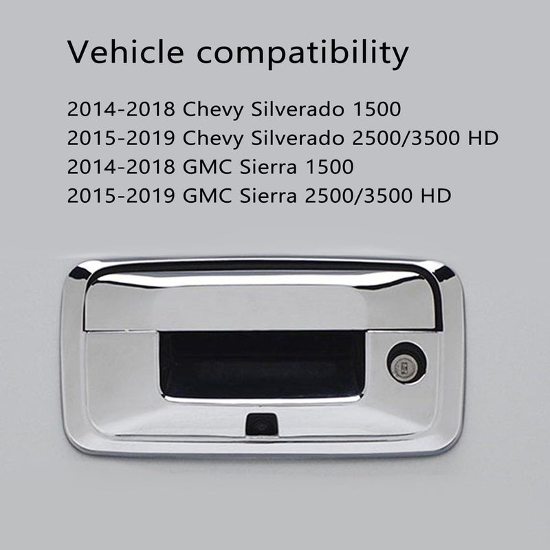 AUCERAMIC Chrome Tailgate Door Handle Cover Fit for 20142018 GMC Sierra 1500 2500HD 3500HD Chevy Silverado 1500 2500HD 3500HD with Keyhole and Camera Hole - Image 4