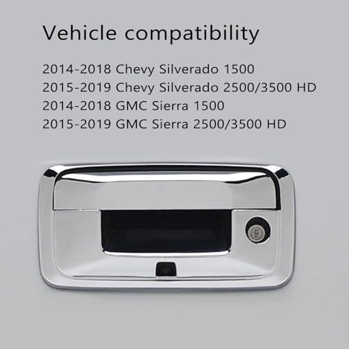AUCERAMIC Chrome Tailgate Door Handle Cover Fit for 20142018 GMC Sierra 1500 2500HD 3500HD Chevy Silverado 1500 2500HD 3500HD with Keyhole and Camera Hole - Image 3