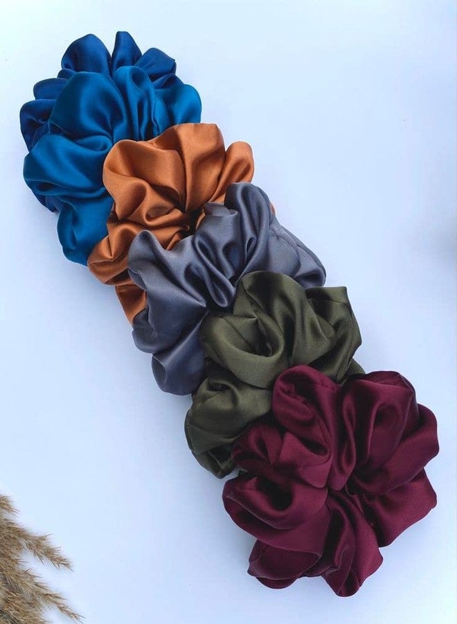 Atrube's Luxury Silk Satin Scrunchies for Women/girls - Multi-Color Scrunchies | Plain Pastel Shades | Less Hair Fall, Quality Tie Elastic Pack of 6 (Vintage) - Image 2