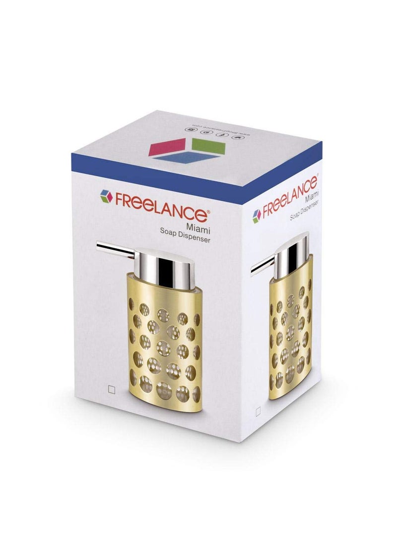 Freelance - Freelance Miami Polystyrene Soap Dispenser, Shower Lotion, Gel, Conditioner, Liquid Shampoo Pump, Light Wood - Image 1