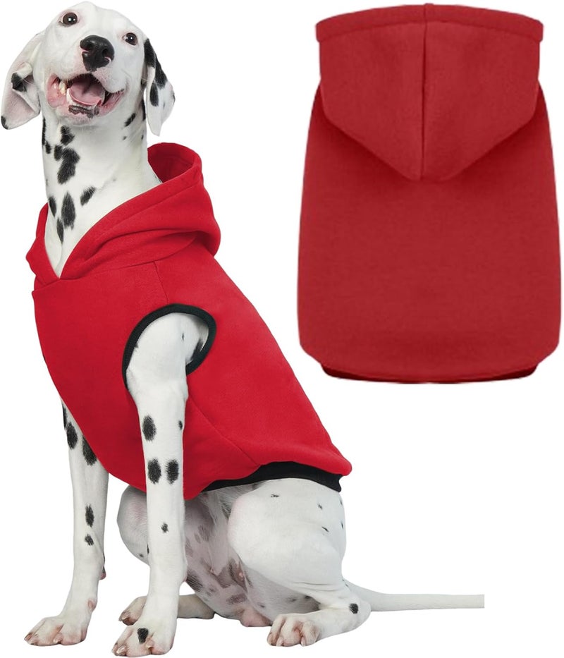 ROZKITCH Dog Hoodie, Winter Fleece Sweater, Soft Warm Pet Pullover, Red 2XL - Image 1