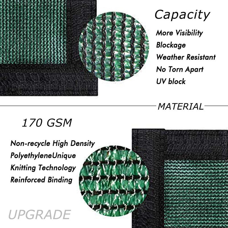 UPGRADE Privacy Screen Fence 6' x 50' Commercial Shade Cover with Brass Grommets Heavy Duty Perfect for Outdoor Back Yard-Dark Green, Customizable - Image 2