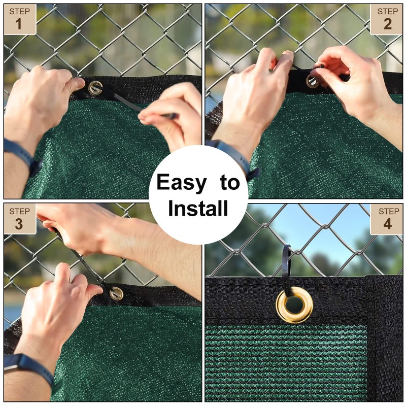 UPGRADE Privacy Screen Fence 6' x 50' Commercial Shade Cover with Brass Grommets Heavy Duty Perfect for Outdoor Back Yard-Dark Green, Customizable - Image 4