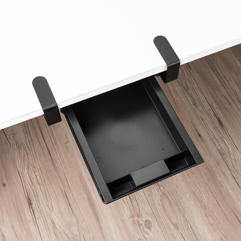 EHO Under Desk Slide-Out Storage Drawer, Small 11.7"x8.2" Pull-Out Organizer with Smooth Sliding Rail, Adjustable C-Clamp Mount, Black Tray for Home Office & Standing Desk - Image 2