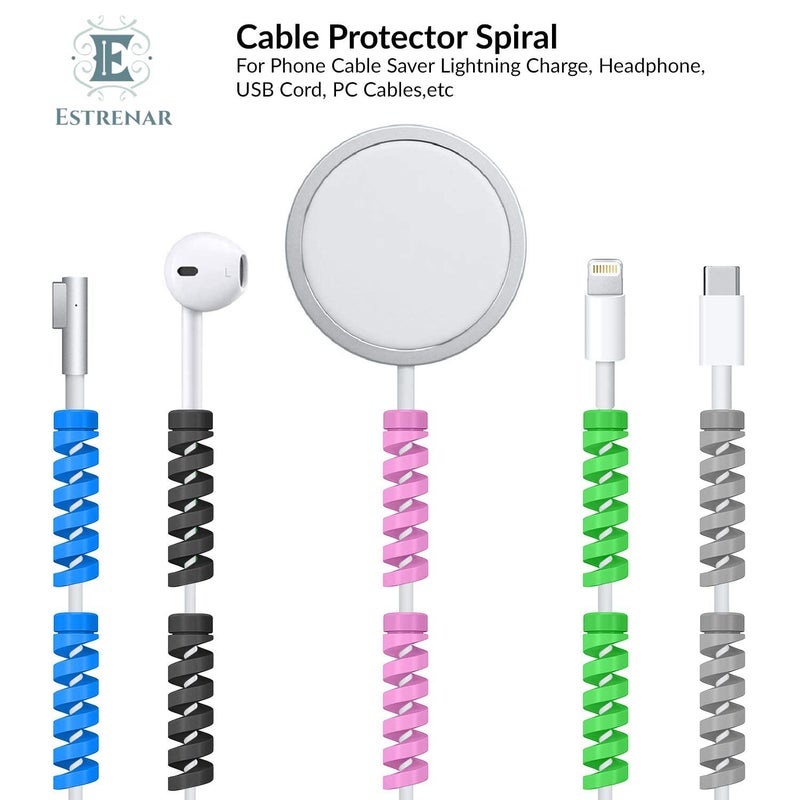 Estrenar حماية كابل وواقيات سلك ملونة متعددة الألوان - سلك نابض لجميع الملحقات السلكية لشاحن USB، كابل البيانات، سماعة الأذن، موفر حبل مرن | أندرويد | آيفون | لابتوبات | عبوة من 9 | 36 قطعة - Image 2