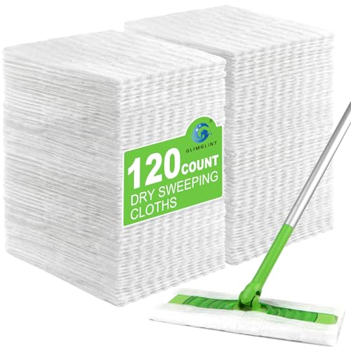 GLIMGLINT Dry Sweeping Cloths Pads Compatible with Swiffer Sweeper Disposable Duster Refills Mop Pads for Cleaning Dust Hair Dirt Disposable Duster Mop Pad 120PK - Image 1