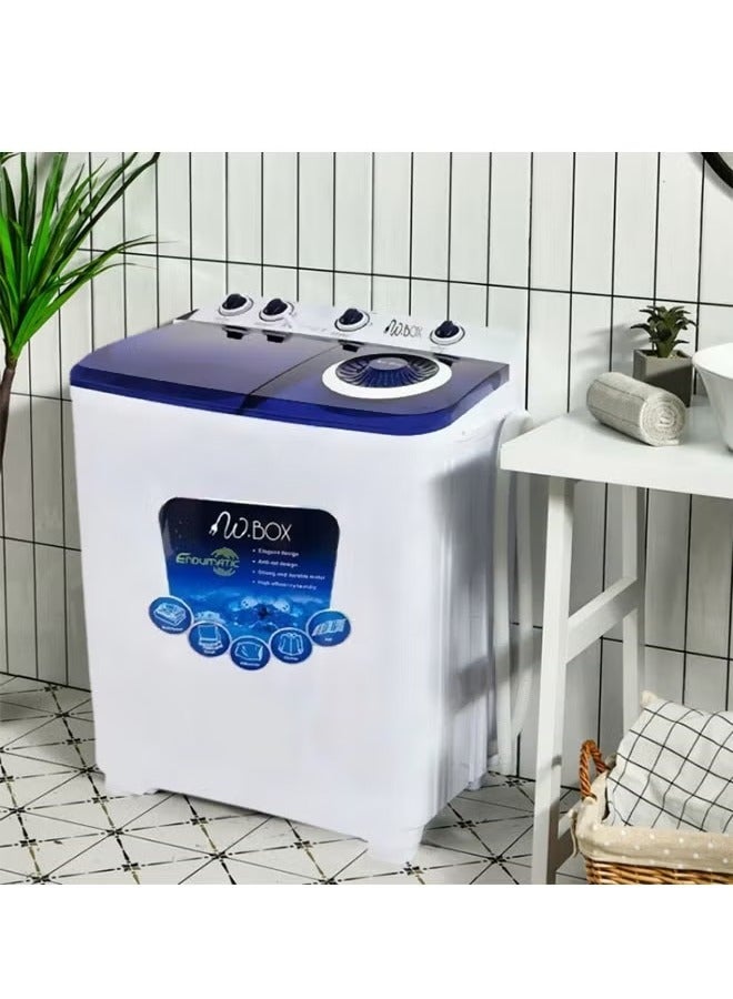 دبليو بوكس غسالة ملابس حوضين - 10 كيلو – 420 واط - ازرق - KW-1314H - Image 4