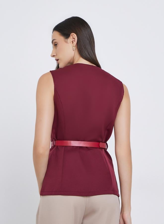 ستايلي جيليه بياقة دائرية مع حزام - Image 4