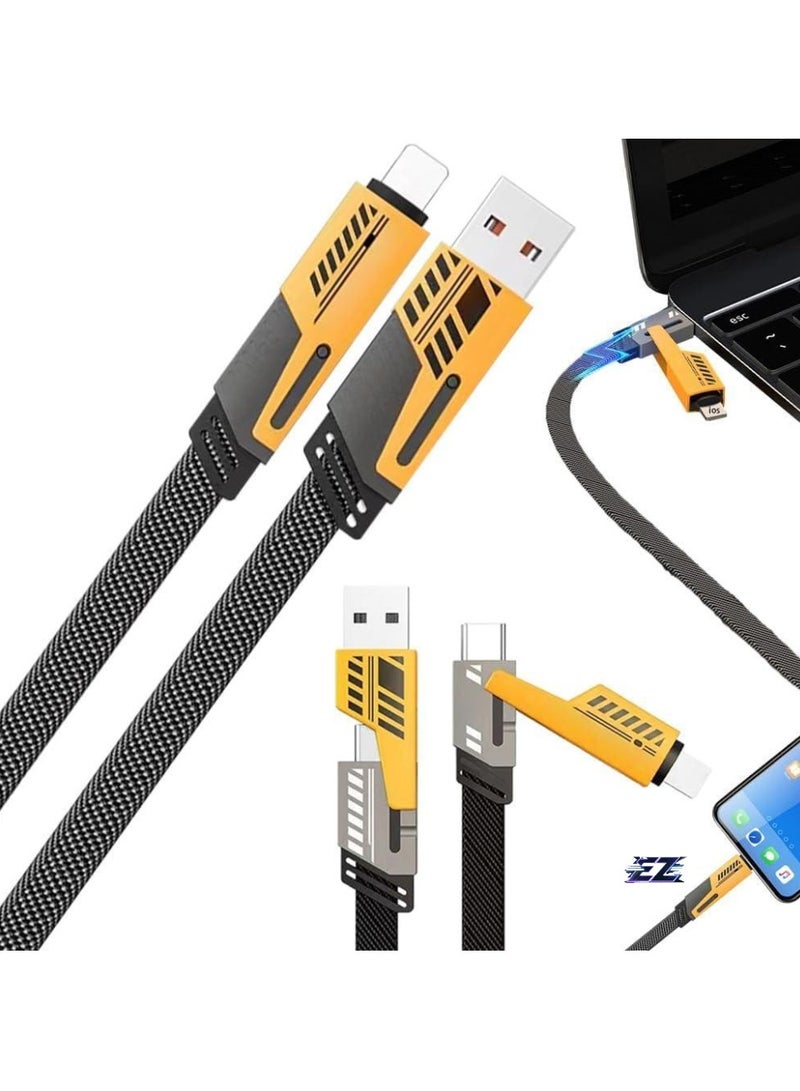 ELTRAZONE Original Super-Fast Charging Cable | 65W 480 Mbps 4-in-1 USB A/Type C to/Type C | 2m Tangle-Free Braided Cable | Multiport for iPhones, iPads, Android Devices - Image 1