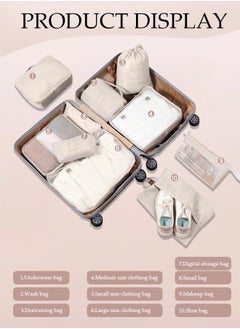 DUNISO 7 pieces travel storage bag set, compression bag, expandable travel bag, luggage organizer, used for storing travel bags, travel clothing storage bags, luggage shoe bags, toiletries bags, makeup bags, underwear bags, laundry bags  - Image 2