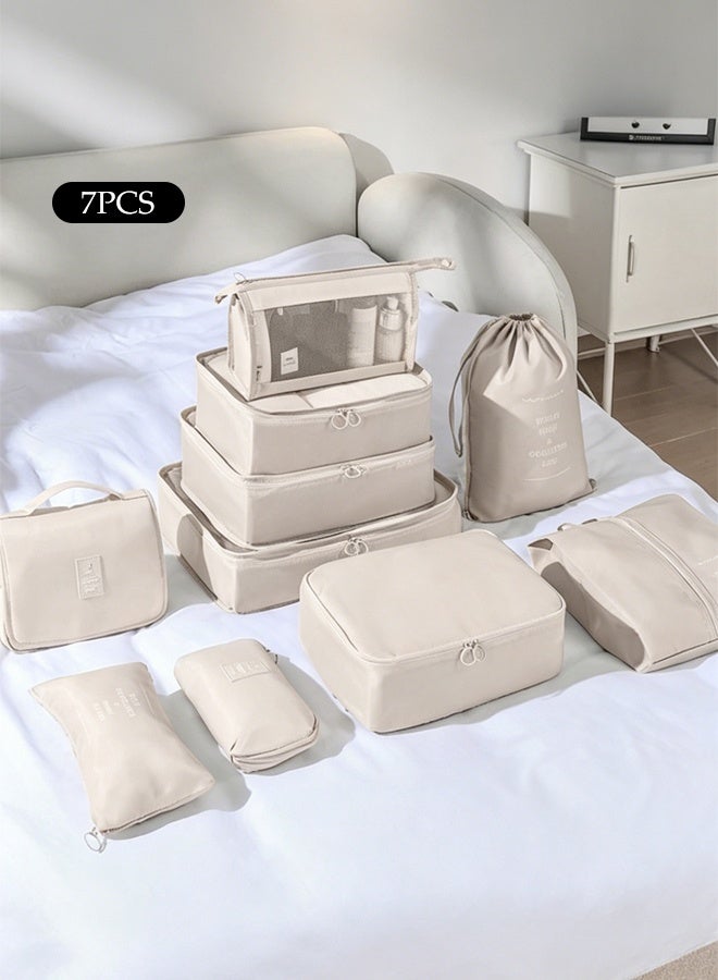 7 pieces travel storage bag set, compression bag, expandable travel bag, luggage organizer, used for storing travel bags, travel clothing storage bags, luggage shoe bags, toiletries bags, makeup bags, underwear bags, laundry bags