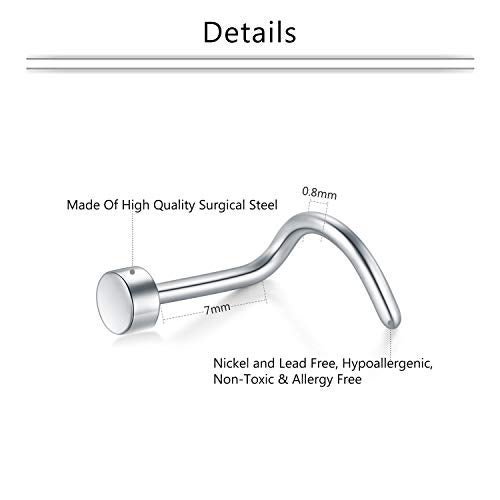 Mayhoop 20g Nose Rings Hoops And Studs For Women Men - Hypoallergenic 316L Surgical Stainless Steel L Shape Nose Screw Bone Silver Rose Gold Black Rainbow Pack 28Pcs - Image 2
