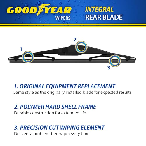 Goodyear Rear 11" Integral Rear Wiper Blade with Polymer Hard Shell Frame, Replacement Rear Window Wiper Blade for Integral Wiper Arms, Pack of 1 - Image 4