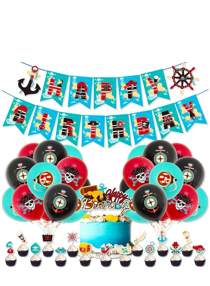 Tamona Pirates Themed Birthday Party Decoration Set for Kids, Cartoon Pirates Themed Party Favor -50 Pcs. - Image 1