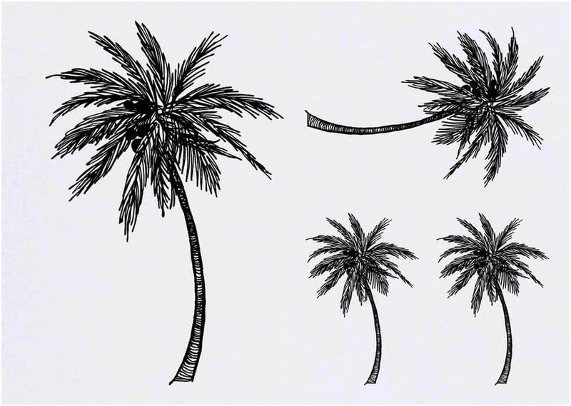 4 x Palm Tree Temporary Tattoos Water Resistant SkinSafe NonToxic Transfers Mixed Sizes TO00046519