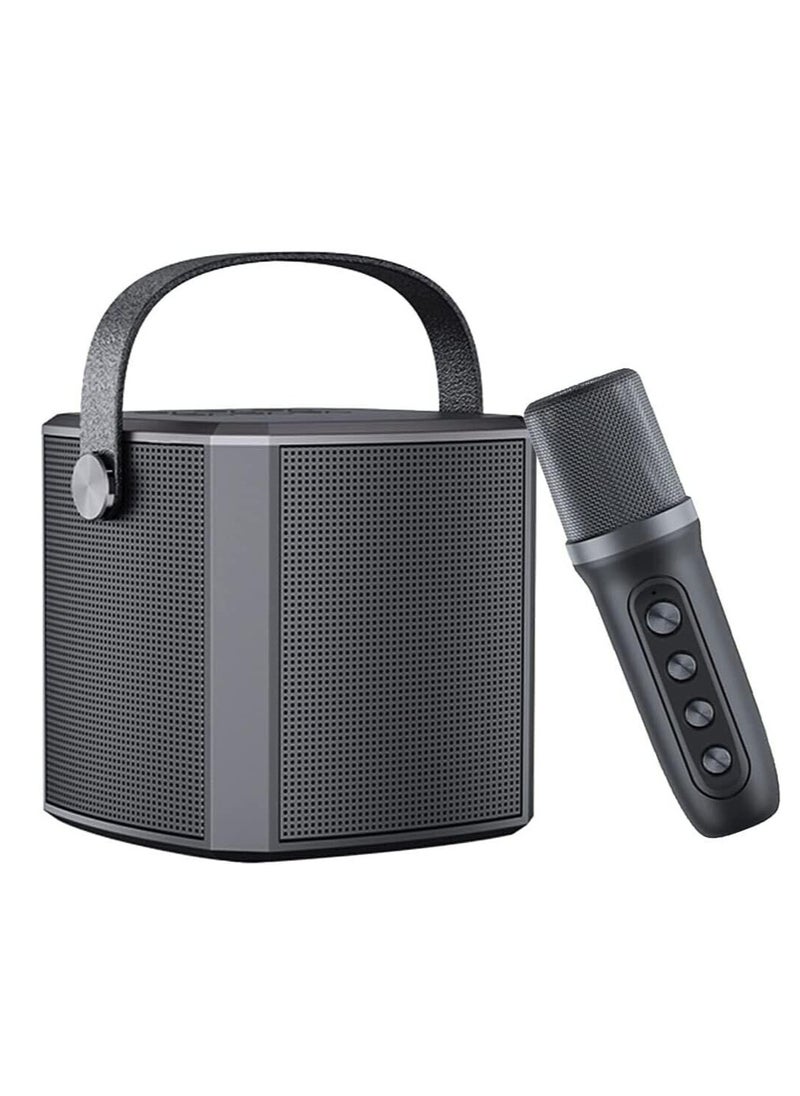 Portable Bluetooth Karaoke Speaker with Rechargeable Wireless Microphone, Type-C Charging, Multiple Voice Modes, TF Card Support, Enhanced Sound, Ideal for Home Parties & Outdoor Events (Black)