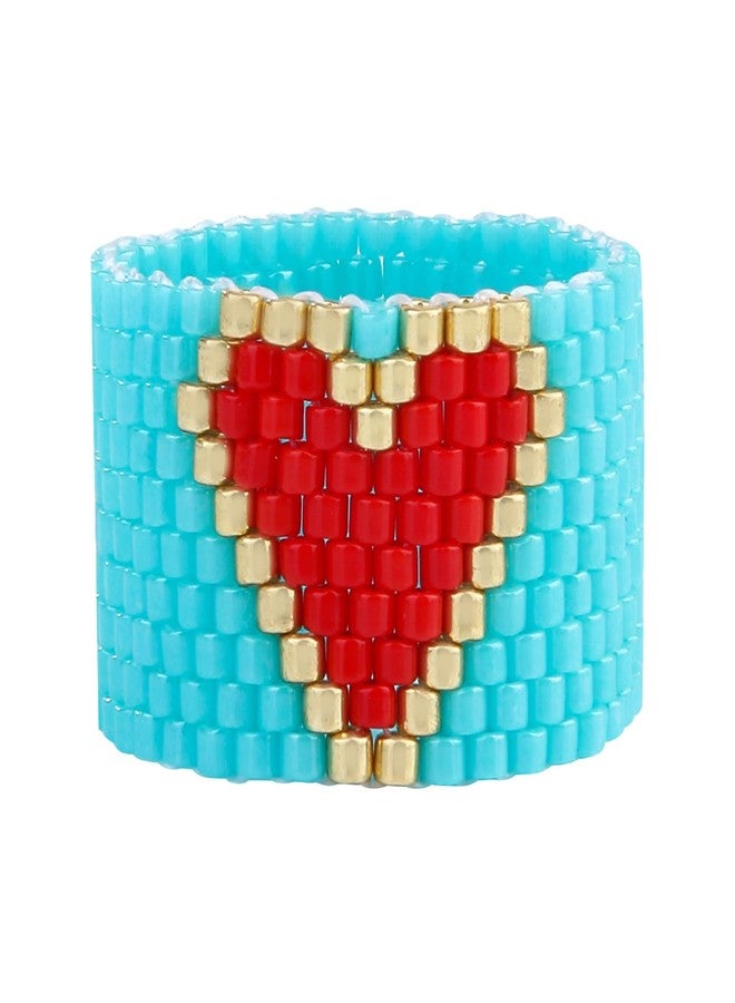 KELITCH Sweet Heart Stackable Rings Colorful Seed beads Rings Women Handmade Jewelry - Image 1