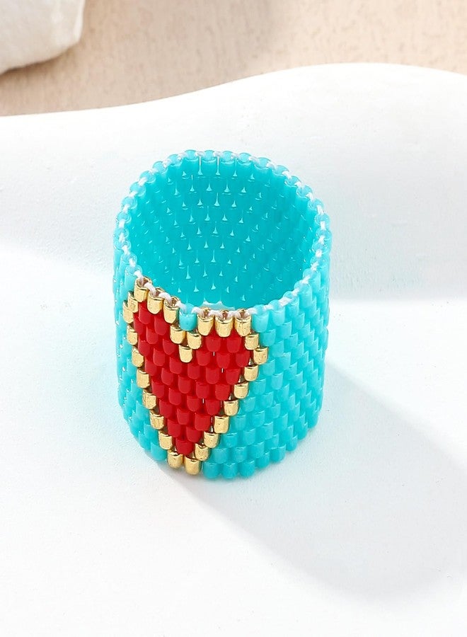 KELITCH Sweet Heart Stackable Rings Colorful Seed beads Rings Women Handmade Jewelry - Image 5