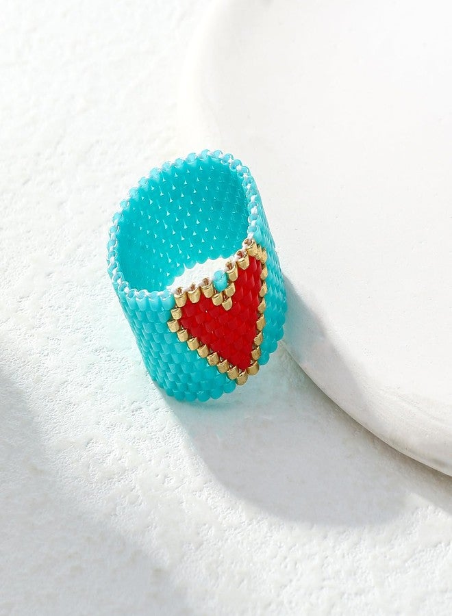KELITCH Sweet Heart Stackable Rings Colorful Seed beads Rings Women Handmade Jewelry - Image 4