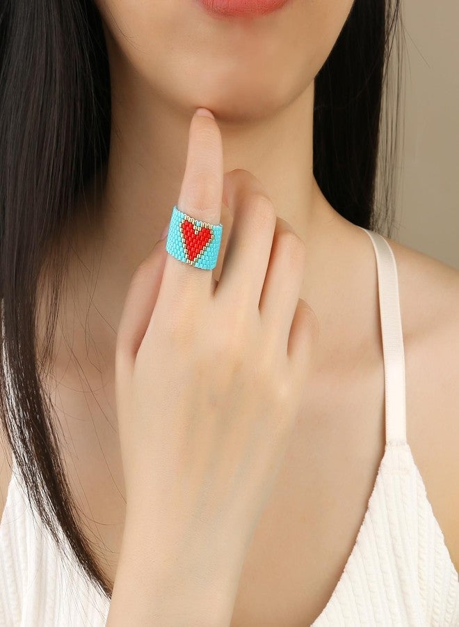 KELITCH Sweet Heart Stackable Rings Colorful Seed beads Rings Women Handmade Jewelry - Image 2