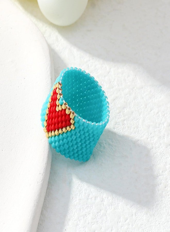 KELITCH Sweet Heart Stackable Rings Colorful Seed beads Rings Women Handmade Jewelry - Image 3