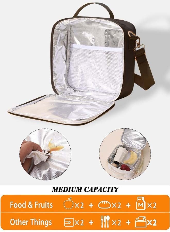 Lunch Box Quilts Lunch Box Large Insulated Lunch Bag, Kids Lunch Bag Personalized College Style Lunch Box For Boys Girls Adults With Adjustable Shoulder Lunch Bag For School Travel Picnic (Black) - Image 4
