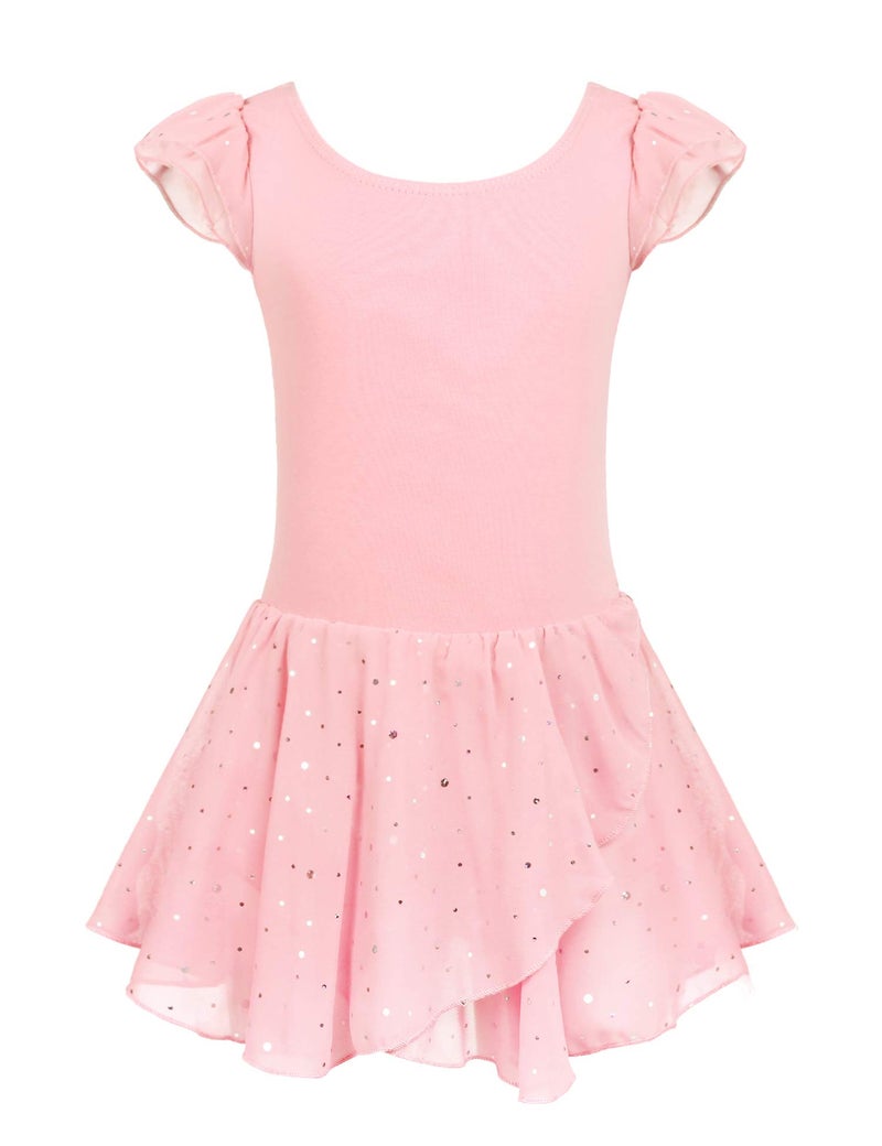 Arshiner Girls Ruffle Sleeve Ballet Dance Dress Tutu Skirted Leotard, 8-9 Years, Ballet Pink - Image 1