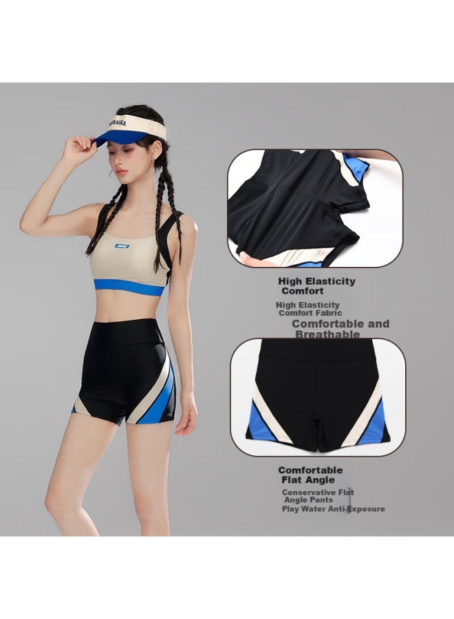 Sanqi Conservative Two-piece Swimsuit For Women, Sports Long-sleeve Cover-up, Slimming And Concealing, Suitable For Hot Springs And Beach Vacation, Size L - Image 1