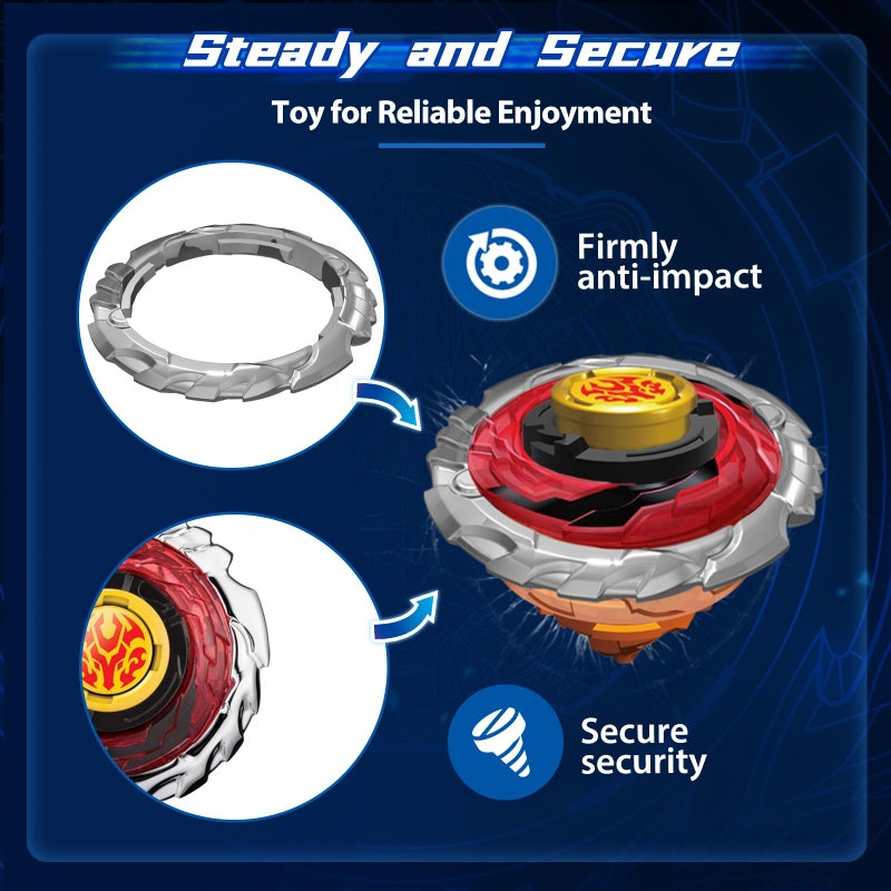 INFINITY NADO Spinning Tops Gaming top Toys  Brust Metal Gyro Battle Set with Launcher  Toy Gifts for Kids Boys and Girls Age 5+  Fiery Flame Red - Image 3