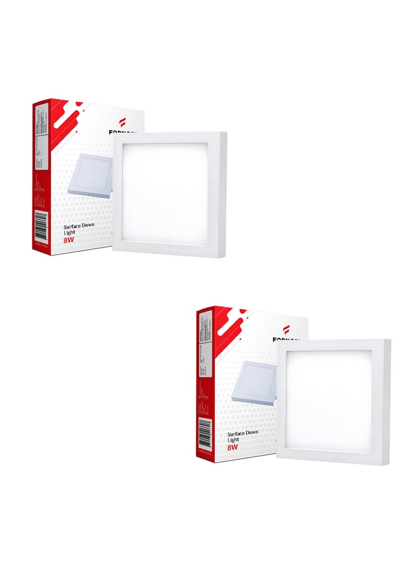 FORMOST FORMOST Surface Down Light LED Square 8W| Surge Protection Upto 4KV | Long Lasting Downlighter for Home Shops and Hotels Ceiling | Durable and Sustainable | 2 Years Warranty | Clear White | Pack of 2  - Image 1